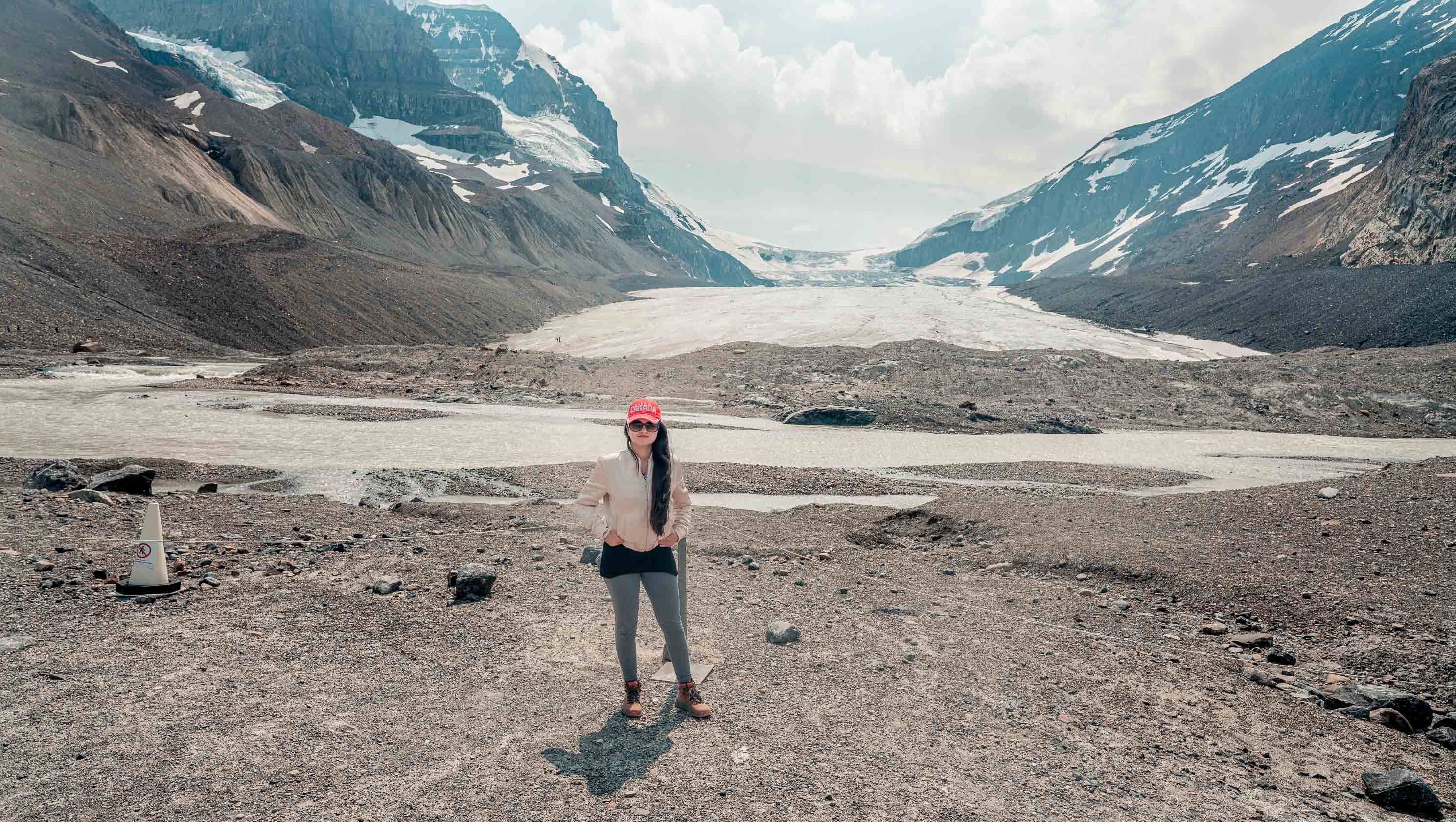 Portrait with the massive Athabasca Glacier